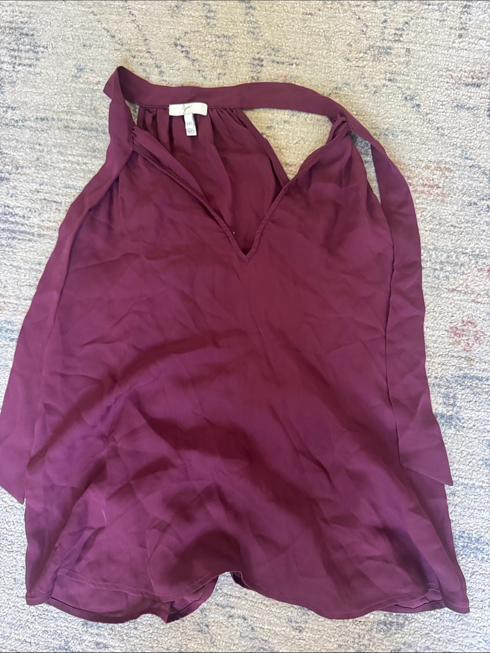 Joie Plum Sleeveless V-Neck Halter Top 100% silk